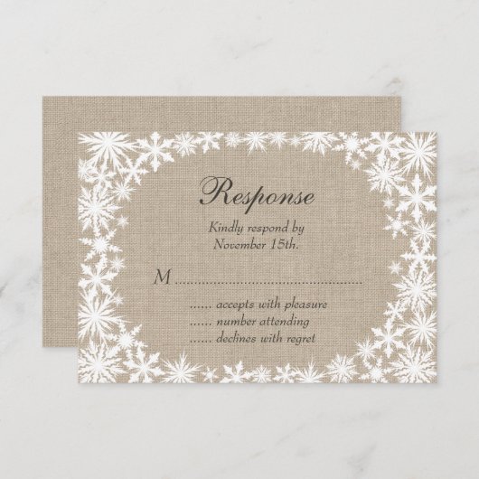 Winter Lace op Burlap RSVP (Voorkant / Achterkant)