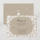 Winter Lace op Burlap RSVP Kaartje (Voorkant / Achterkant)