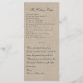 Winter Lace op Burlap Wedding Programma Programmakaart (Achterkant)