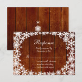 Winter Lace op Dark Wood RSVP Kaartje (Voorkant / Achterkant)