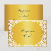 Winter Lace op Gold RSVP Kaartje (Voorkant / Achterkant)