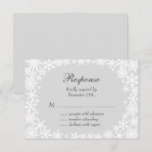 Winter Lace op Gray RSVP Kaartje (Voorkant / Achterkant)