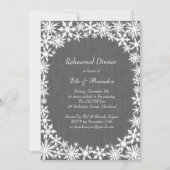 Winter Lace op Grey Linen Rehearsal Dinner Invite Kaart (Voorkant)
