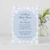 Winter Lace op Icy Blue Baby shower Invitation Kaart (Staand voorkant)