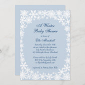 Winter Lace op Icy Blue Baby shower Invitation Kaart (Voorkant / Achterkant)