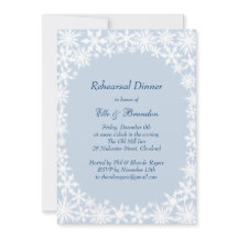 Winter Lace op Icy Blue Rehearsal Dinner Invite