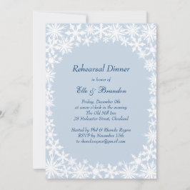 Winter Lace op Icy Blue Rehearsal Dinner Invite Kaart