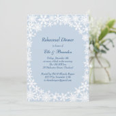 Winter Lace op Icy Blue Rehearsal Dinner Invite Kaart (Staand voorkant)