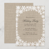 Winter Lace over de uitnodiging van de Burlap Holi (Voorkant / Achterkant)