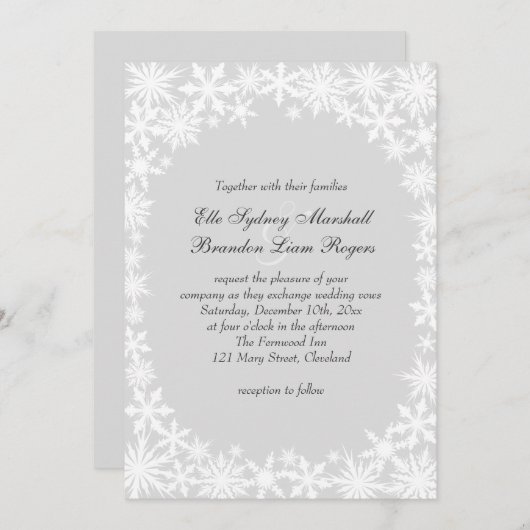 Winter Lace over de uitnodiging voor het grijze hu (Voorkant / Achterkant)