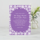 Winter Lace over de uitnodiging voor het Paarse hu (Staand voorkant)