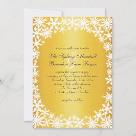 Winter Lace over gouden bruiloft Kaart (Voorkant)