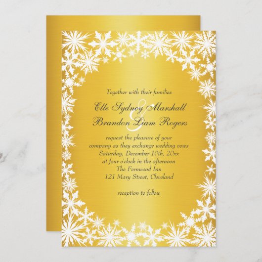 Winter Lace over gouden bruiloft Kaart (Voorkant / Achterkant)