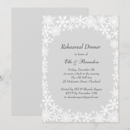 Winter Lace over grijze repetitie Kaart (Voorkant / Achterkant)