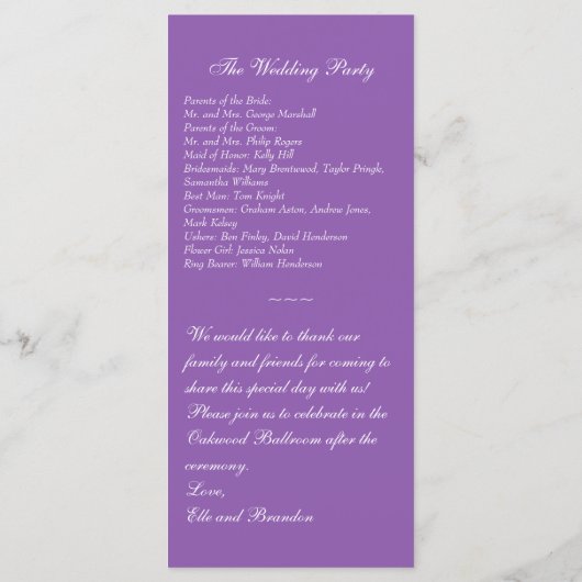 Winter Lace over het Paarse weddenschapsprogramma Programmakaart (Achterkant)