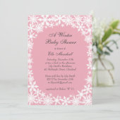 Winter Lace Pink Baby shower Uitnodiging (Staand voorkant)