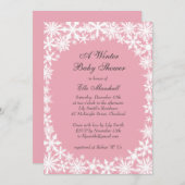 Winter Lace Pink Baby shower Uitnodiging (Voorkant / Achterkant)
