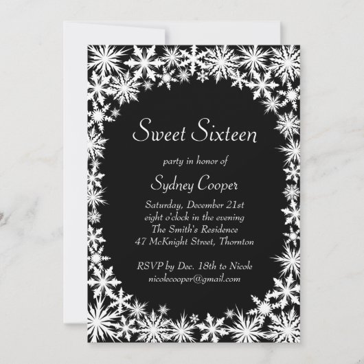 Winter Lace Sweet Sixteen Uitnodiging (Voorkant)