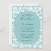 Winter Lace Turquoise Baby shower Uitnodiging (Voorkant)