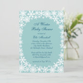 Winter Lace Turquoise Baby shower Uitnodiging (Staand voorkant)