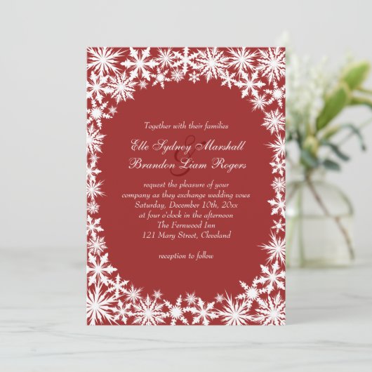Winter Lace Wedding Invitation Kaart (Staand voorkant)