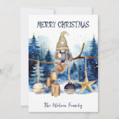 Winter Lady Gnome Blauw Bos Vrolijk Kerstfeest Feestdagenkaart (Voorkant)