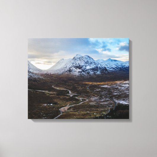 Winter Lairig Gartain Glencoe Lochaber Canvas Afdruk (Voorkant)