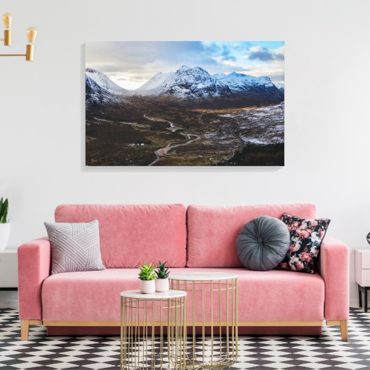 Winter Lairig Gartain Glencoe Lochaber Canvas Afdruk (Insitu (Woonkamer))