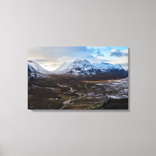 Winter Lairig Gartain Glencoe Lochaber Canvas Afdruk (Voorkant)