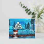 Winter Lake Christmas Folk Art Feestdagenkaart (Staand voorkant)