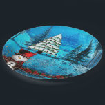 Winter Lake Christmas Folk Art Papieren Bordje<br><div class="desc">Verkrijgbaar in sleutelhangers,  polshorloges,  onderzetters,  cadeau-labels / labels,  hangers,  briefkaarten,  ornamenten,  blanco wenskaarten,  doekservetten,  plaatmatten,  werpkussens,  stickers,  cadeauverpakking,  snijplanken,  dienbladen,  bandannas,  nachtlampje,  L.E.D-sticker,  kaasplank,  cakepan en gebakken producten.</div>