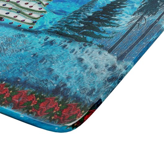 Winter Lake Christmas Folk Art Snijplank (Hoek)