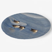 Winter Lake Ganzen en Goose Ice Napping Papieren Bordje (Gekanteld)