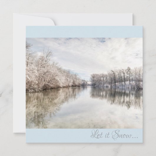 Winter Lake laat het sneeuwen Photo Square Feestdagenkaart (Voorkant)