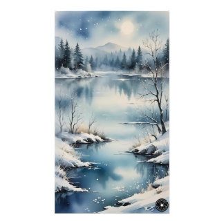 Winter Lake Print Foto Afdruk