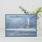 Winter Lakeside Cabin Feestdagenkaart (Staand voorkant)