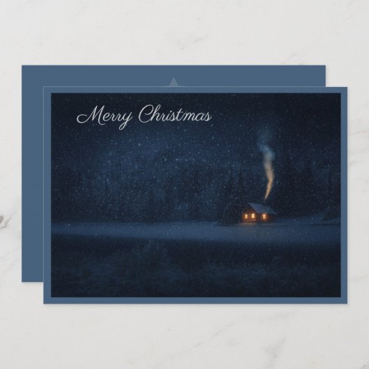 Winter Lakeside Cabin Feestdagenkaart (Voorkant / Achterkant)