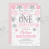 Winter Land, Girl1st jarig Uitnodiging (Voorkant / Achterkant)