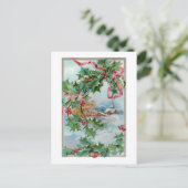  Winter Landelijk Dorp en Kerst Holly Briefkaart (Staand voorkant)