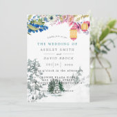 Winter Landelijke Dennenbomen Botanische Lantaarn  Kaart (Staand voorkant)