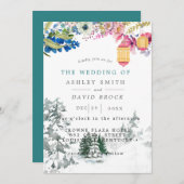 Winter Landelijke Dennenbomen Botanische Lantaarn  Kaart (Voorkant / Achterkant)