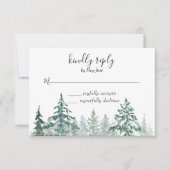 Winter Landelijke Dennenbomen Lantaarn Botanische  RSVP Kaartje (Voorkant)