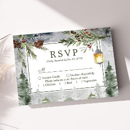 Winter Landelijke Dennenboom Botanische Lantaarn B RSVP Kaartje
