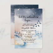 Winter Landscape Adventure begint Baby shower Informatiekaartje (Voorkant / Achterkant)