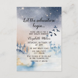Winter Landscape Adventure begint Baby shower Informatiekaartje