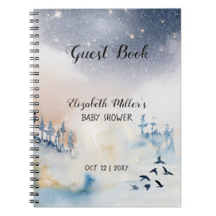 Winter Landscape Baby shower Guest Book Notebook Notitieboek