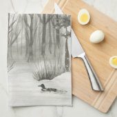 Winter Landscape Baby zijn koude buiten Theedoek (Quarter Fold)