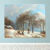 Winter Landscape, Barend Cornelis Koekkoek, 1835 Canvas Afdruk (Insitu (Houten vloer))