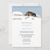 Winter Landscape Barn Wedding Invitations Kaart (Voorkant)