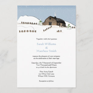 Winter Landscape Barn Wedding Invitations Kaart